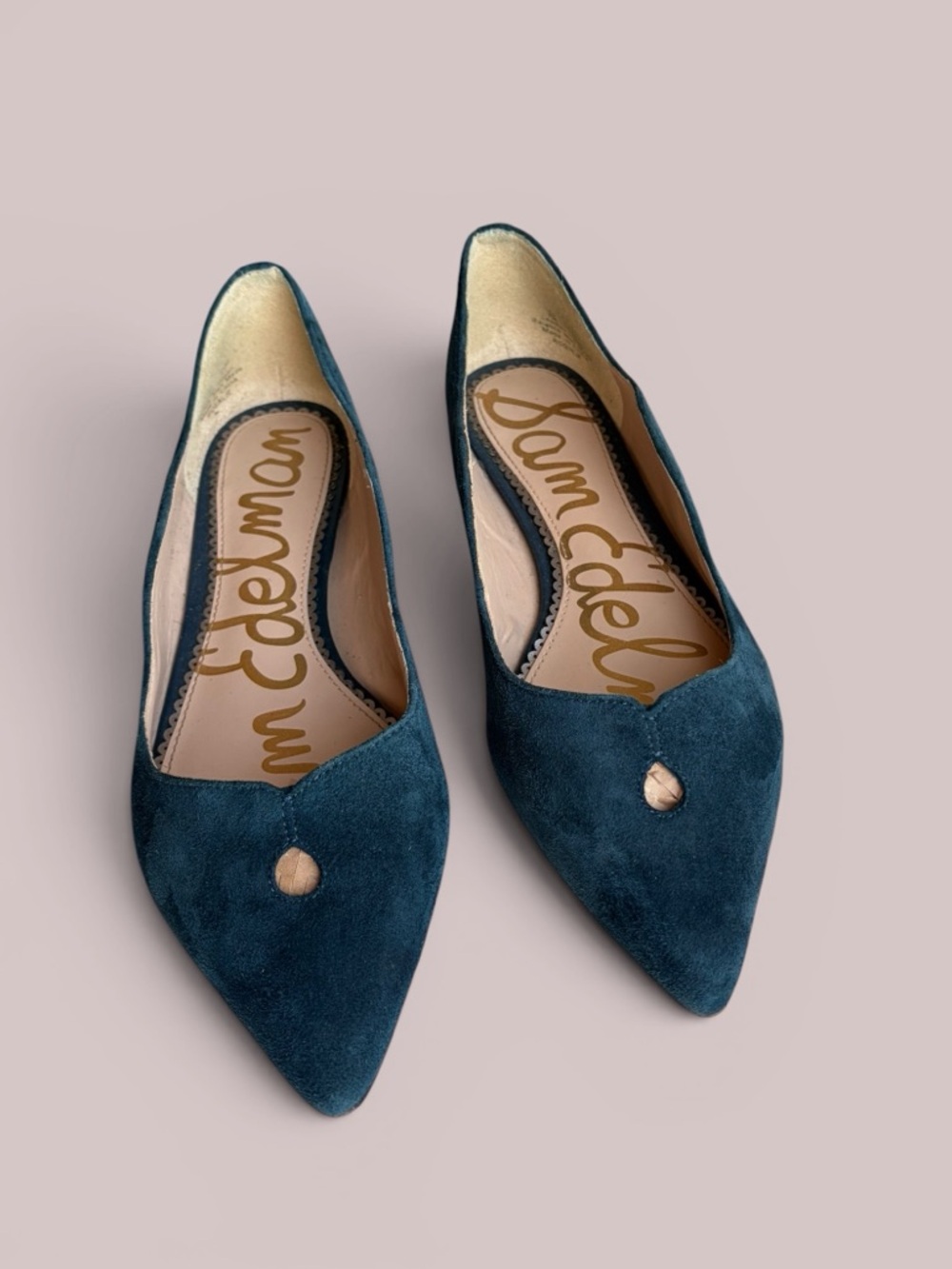 Sam Edelman Teal Pointed-Toe Suede Flats - Picture 4 of 16